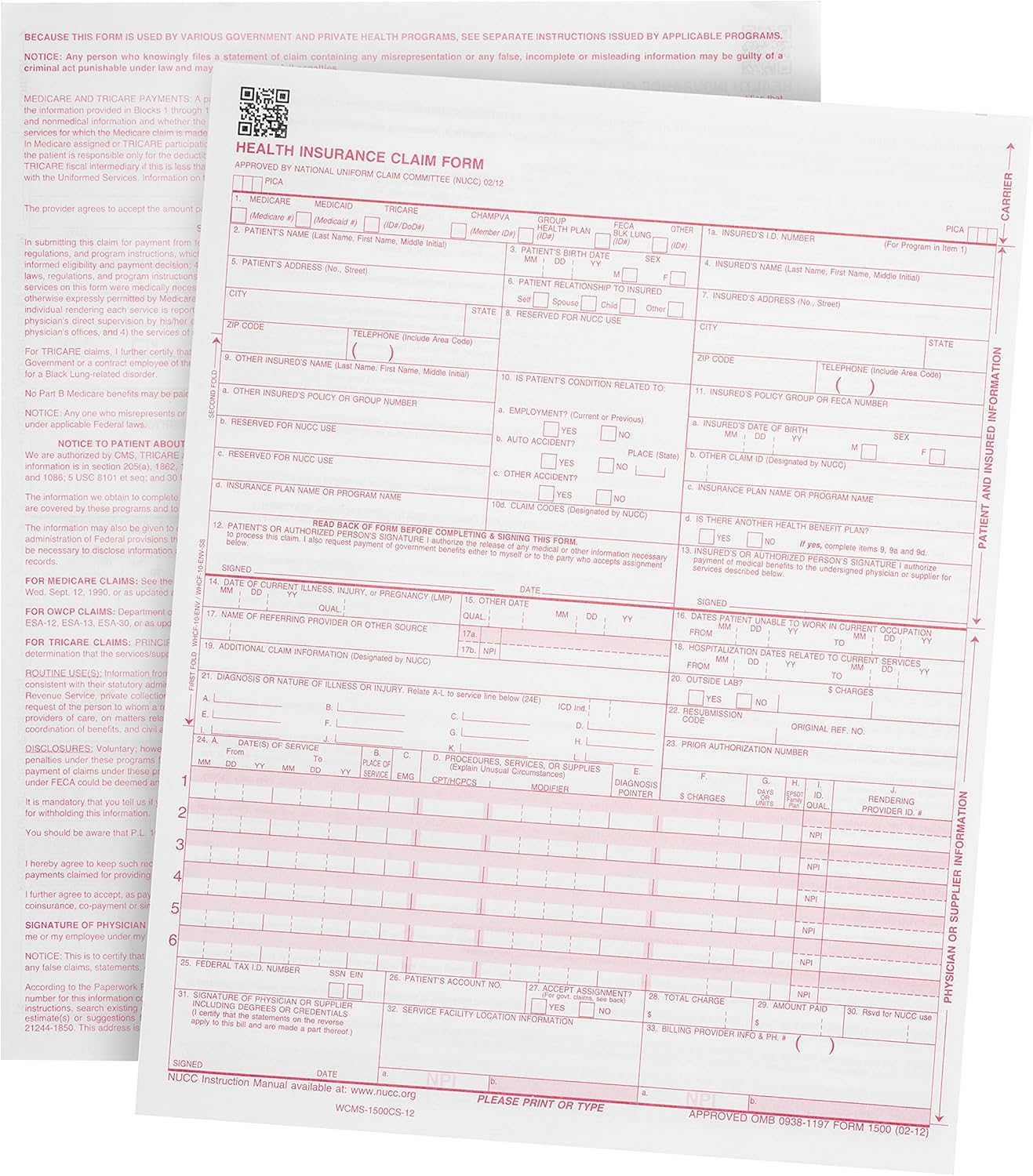 500 CMS 1500 Claim Forms HCFA 022012 New Version Sierra Leone Ubuy