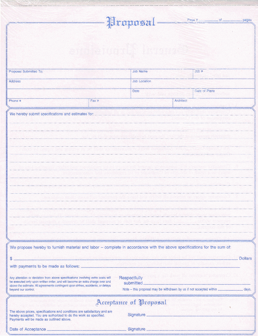 Adams NC3819 Contractors Proposal Form