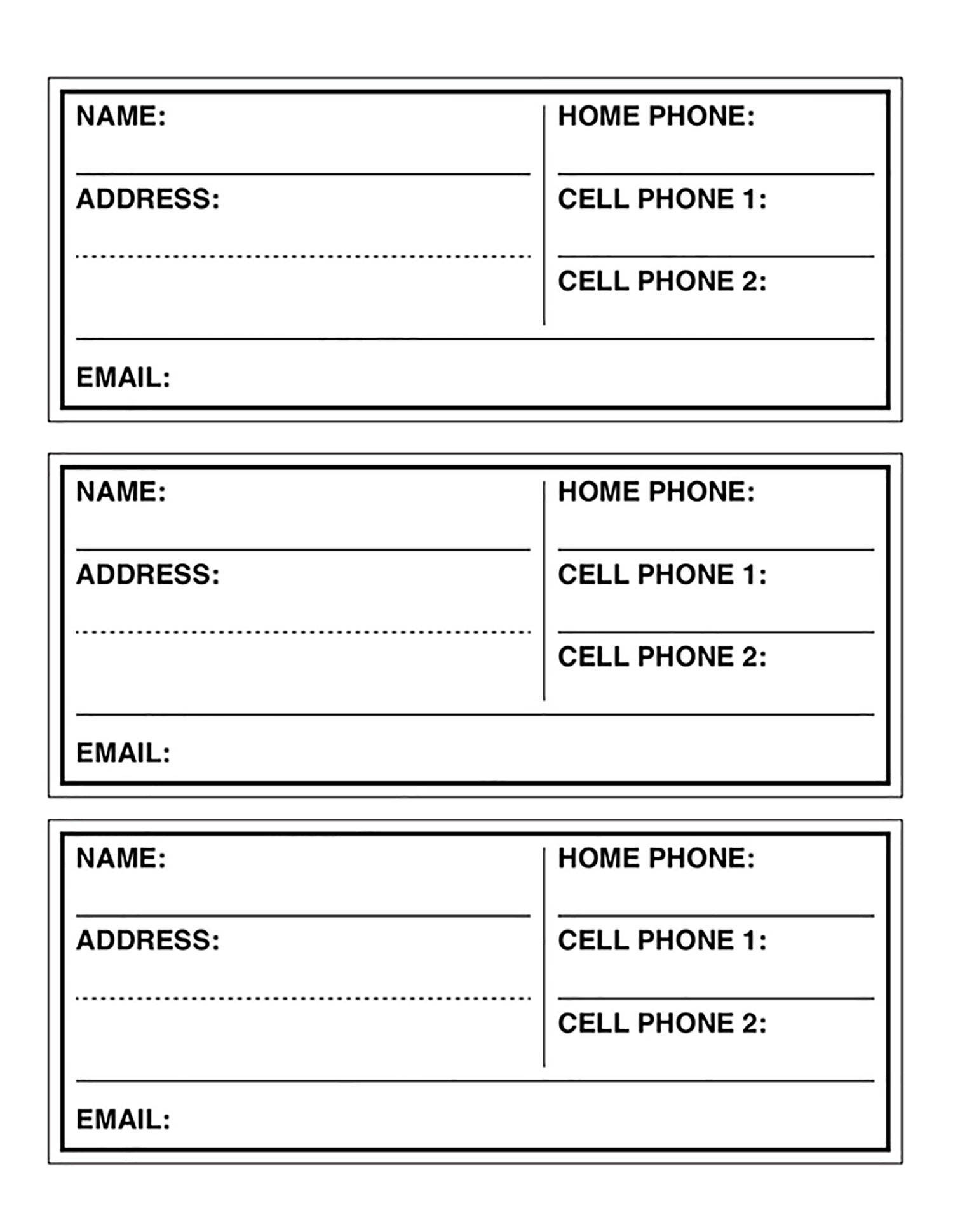 Printable Address Book Forms
