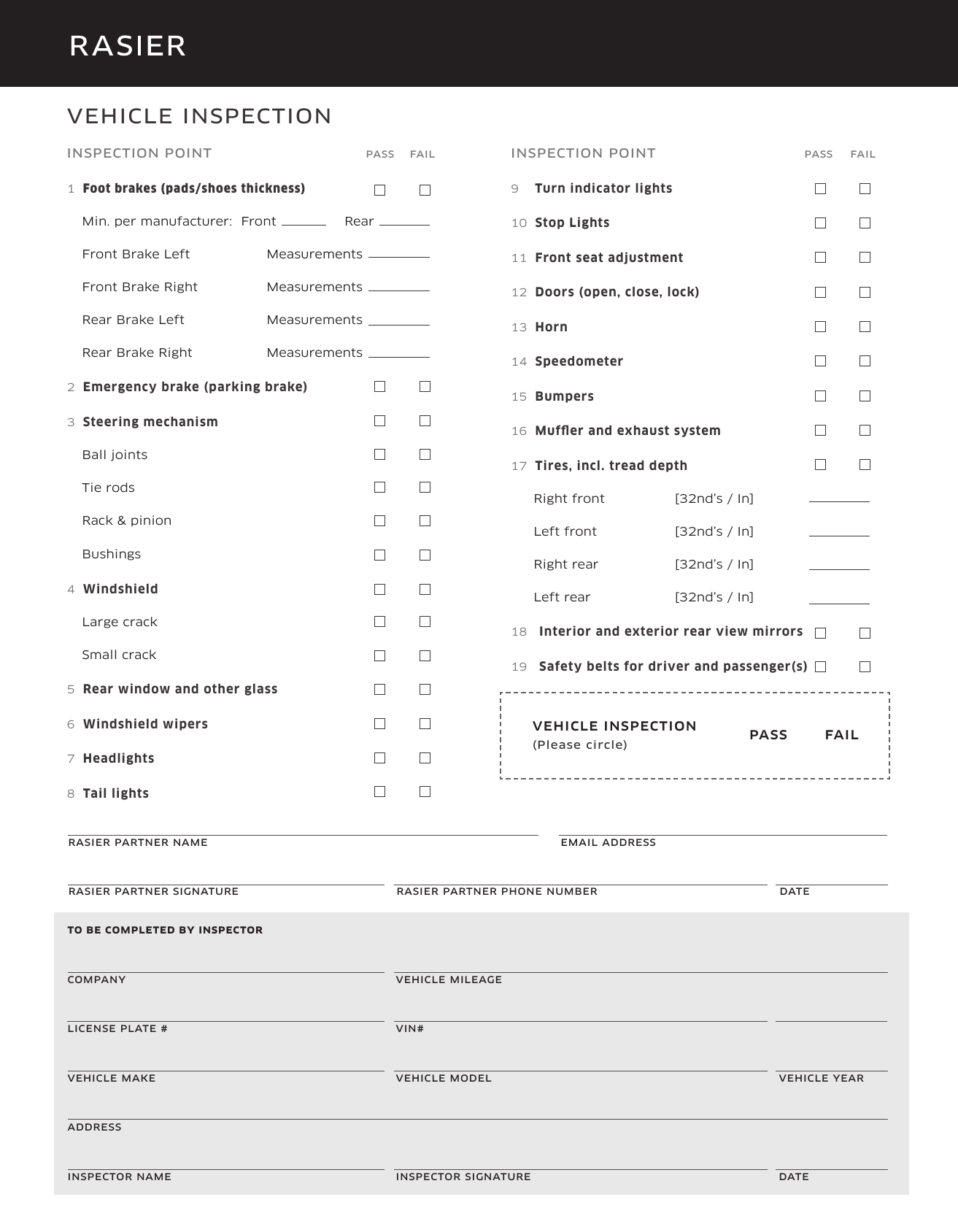 Free Printable Vehicle Inspection Form