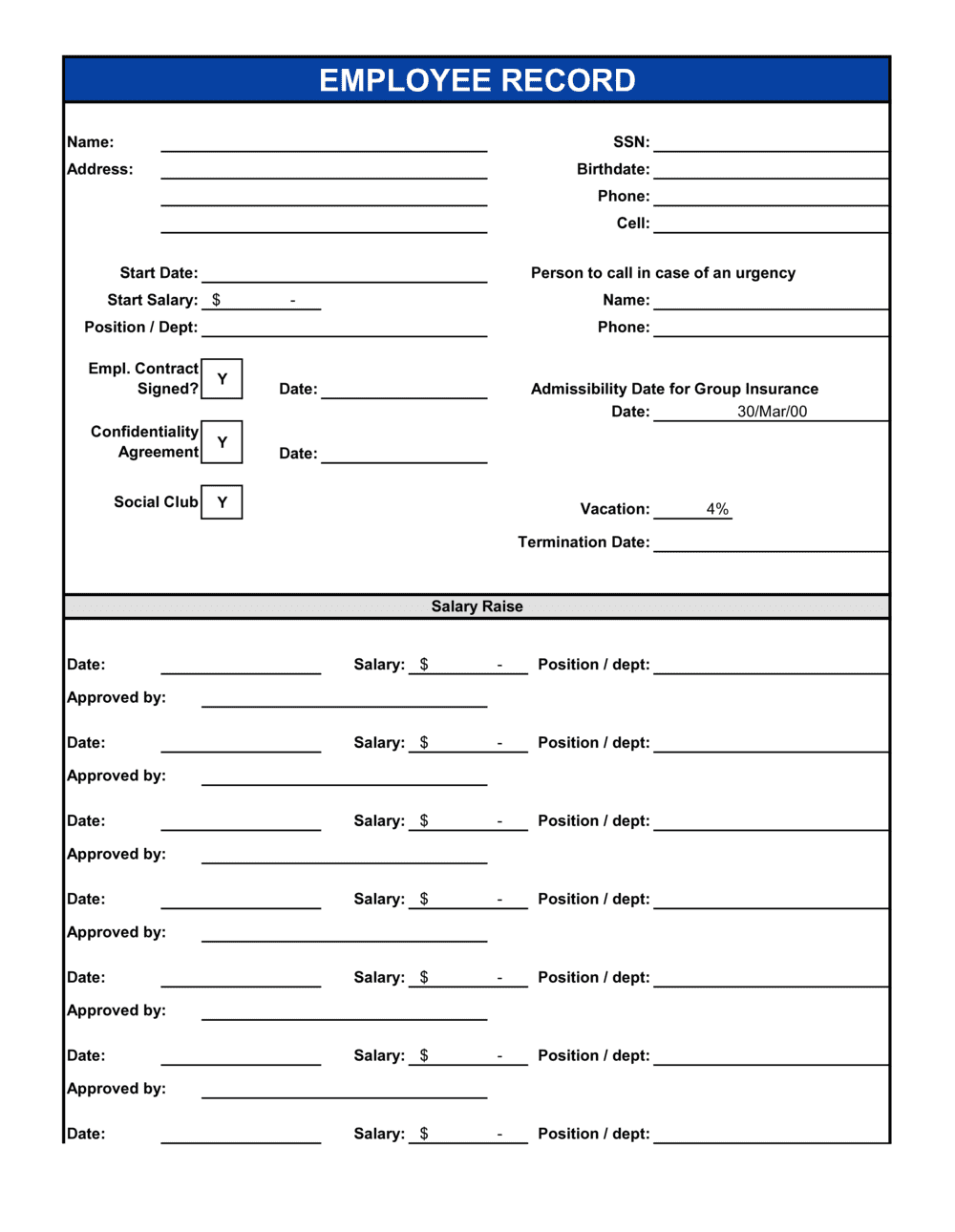 Employee Records Template