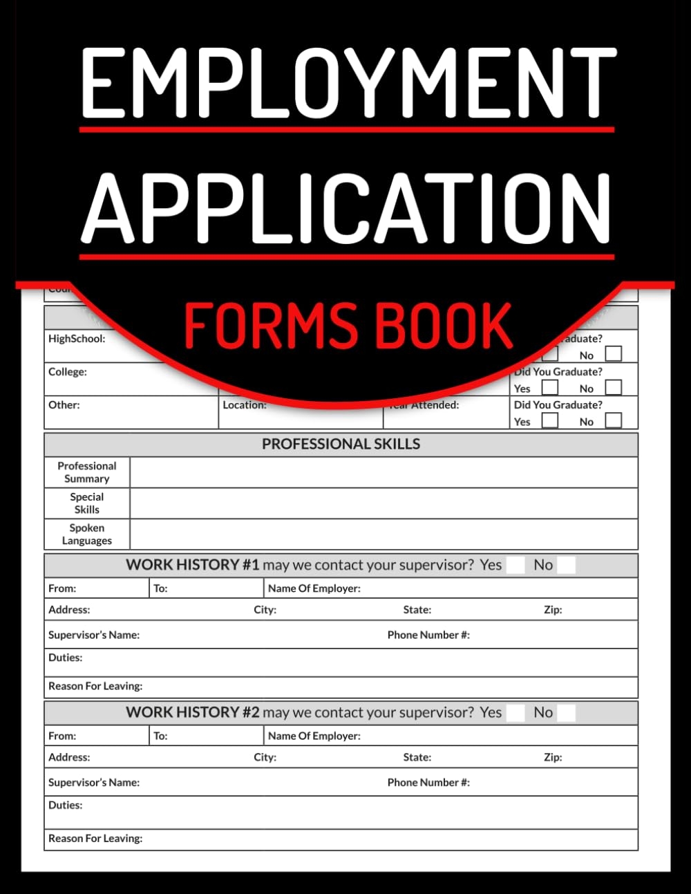 Employment Application Forms Book Employment Application Template Book Job Application Form Example Employment Form Book For Business Job Application Form Example Publishing Minijob Amazon Books