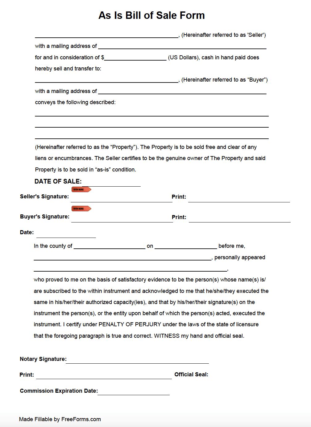 Free As Is Bill Of Sale Form PDF Free As Is Bill Of Sale Form PDF