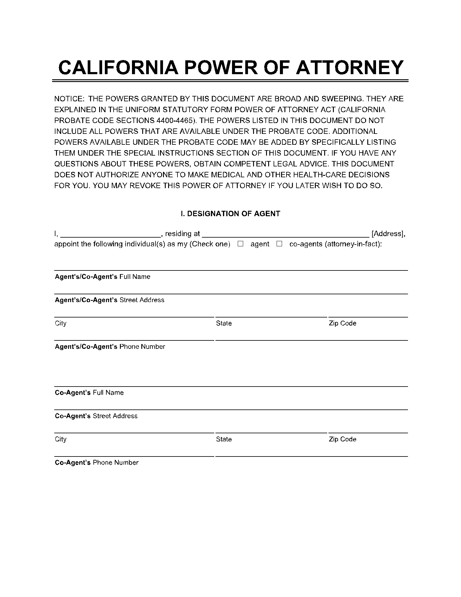 Free California Power Of Attorney Form PDF CocoSign Free California Power Of Attorney Form PDF CocoSign