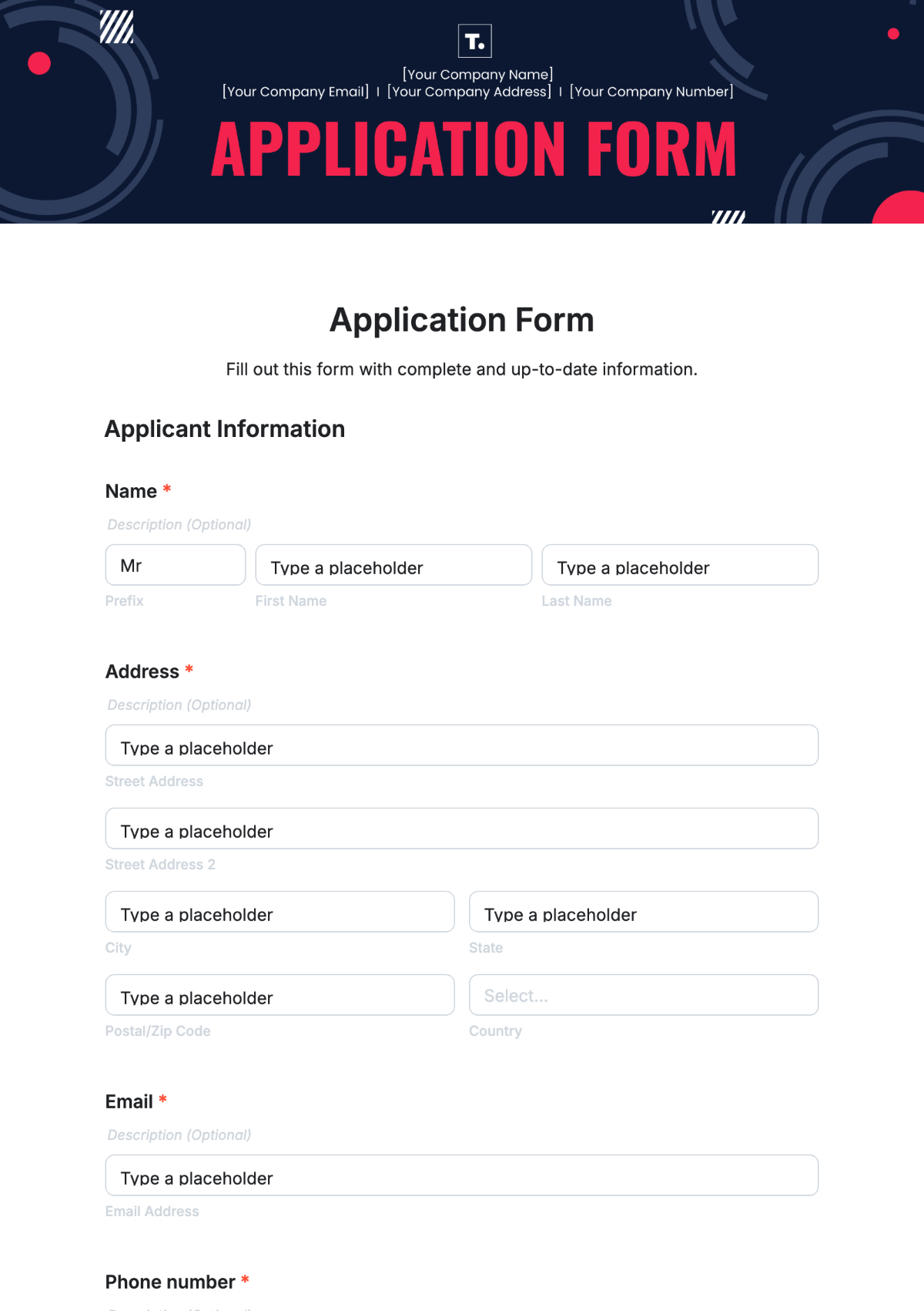 Printable Job Application Form For Housekeeping