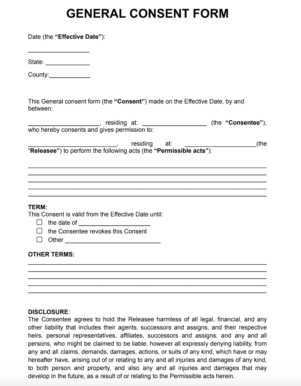 Free Printable Consent Forms