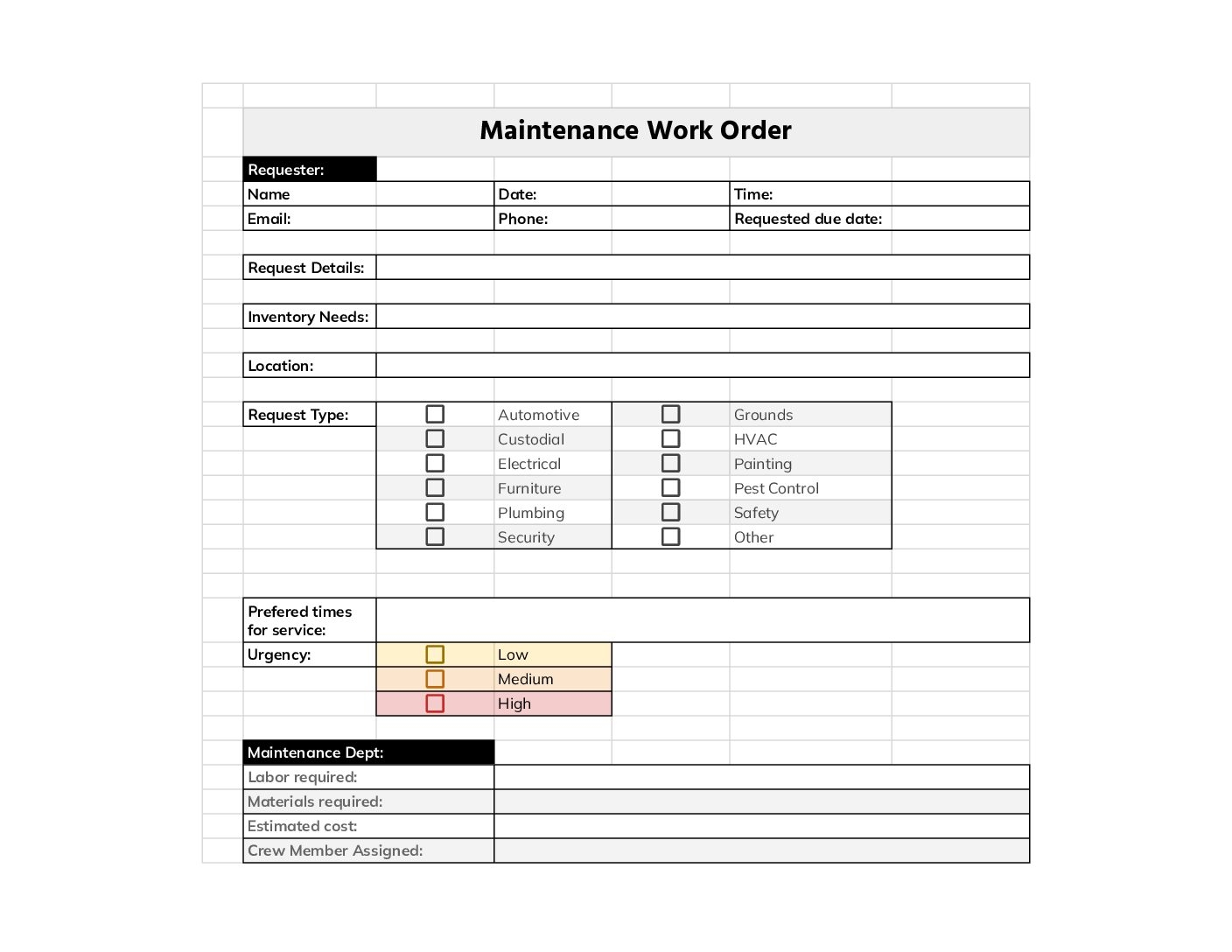 Free Customizable Work Order Templates FMX Free Customizable Work Order Templates FMX