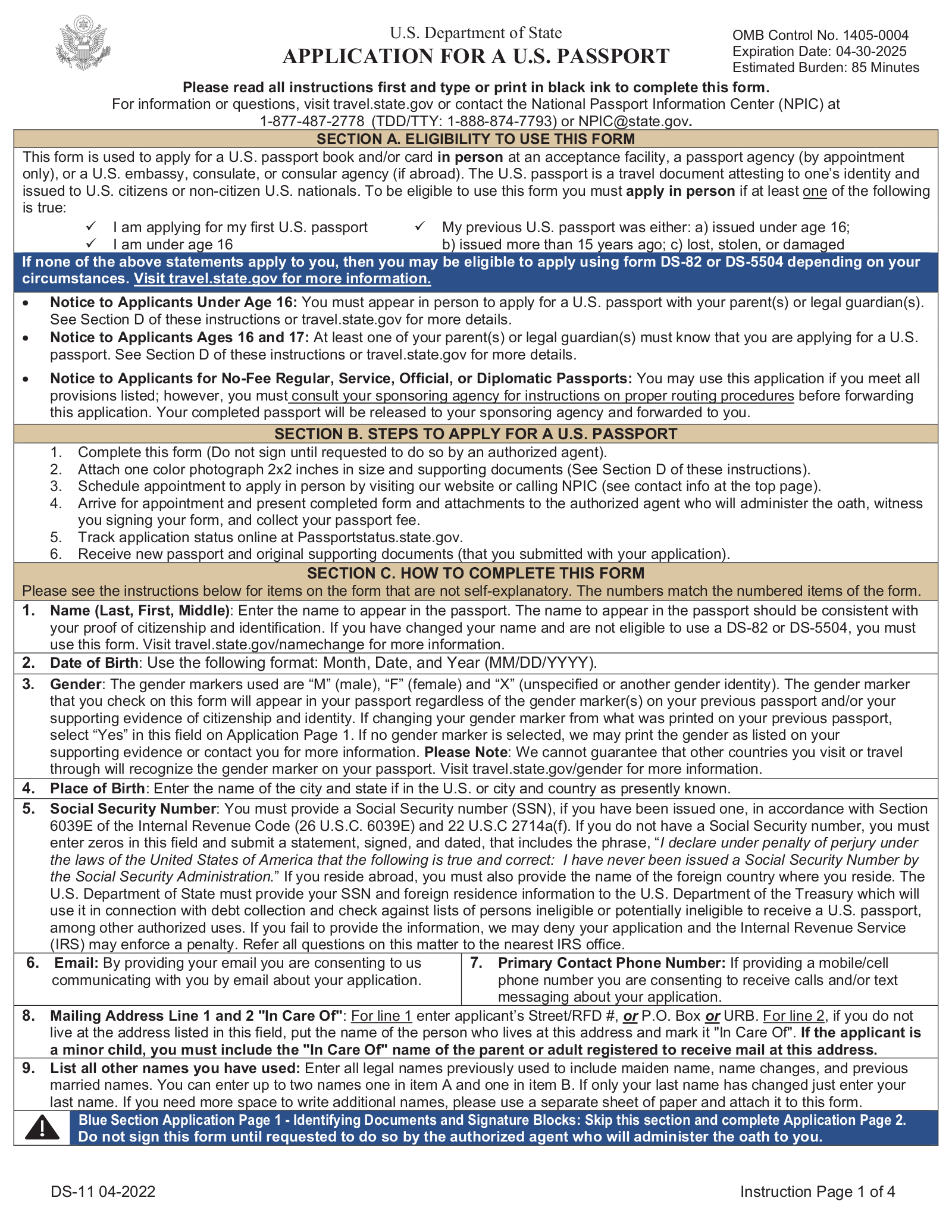 Free Passport Forms 3 PDF EForms