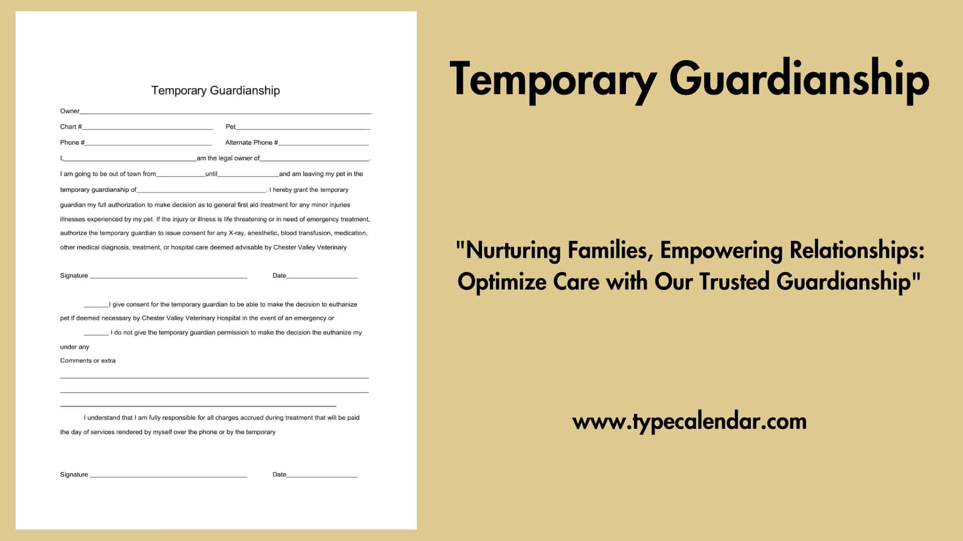 Free Printable Temporary Guardianship Templates PDF Word Form Letter