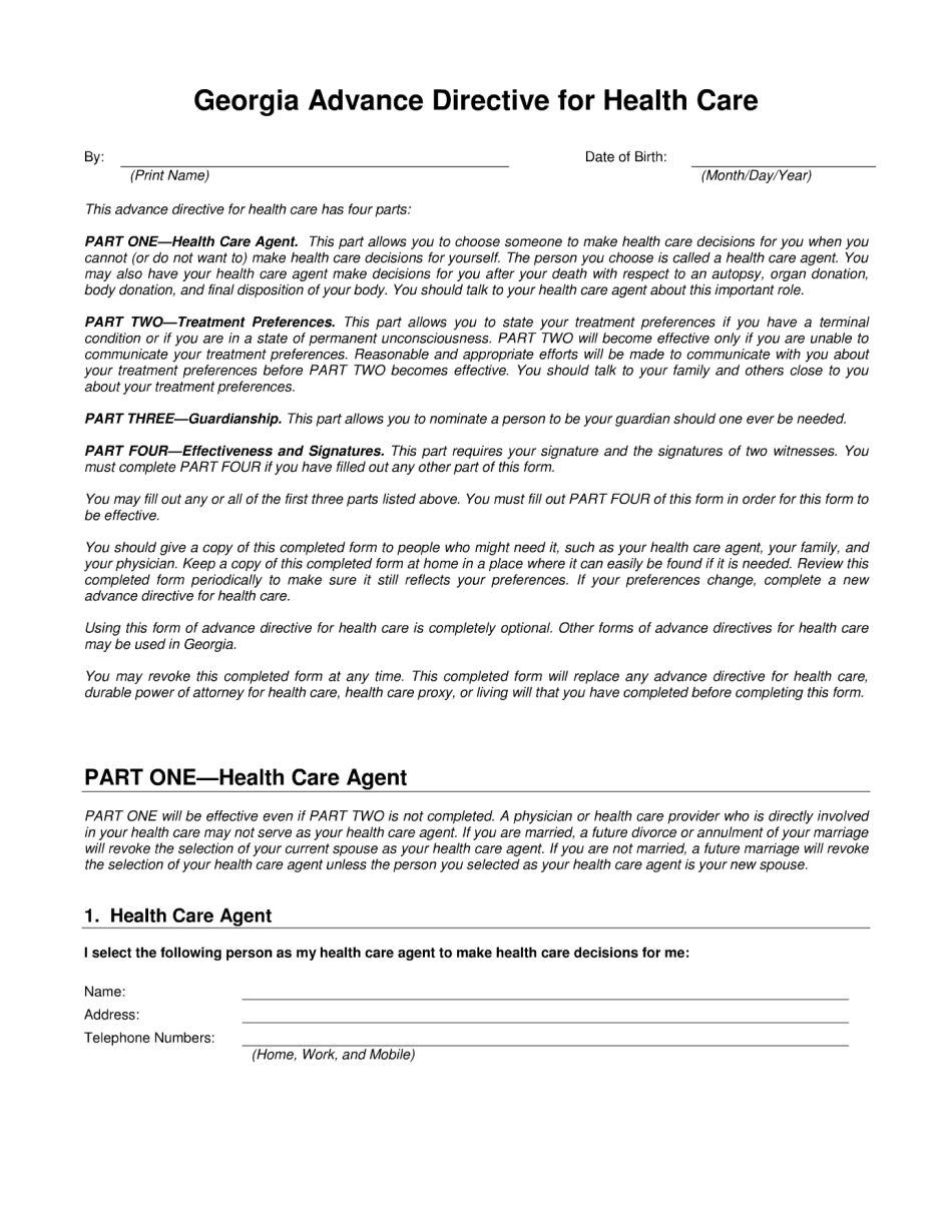 Georgia Do Not Resuscitate Form Fill Online Printable Fillable Blank