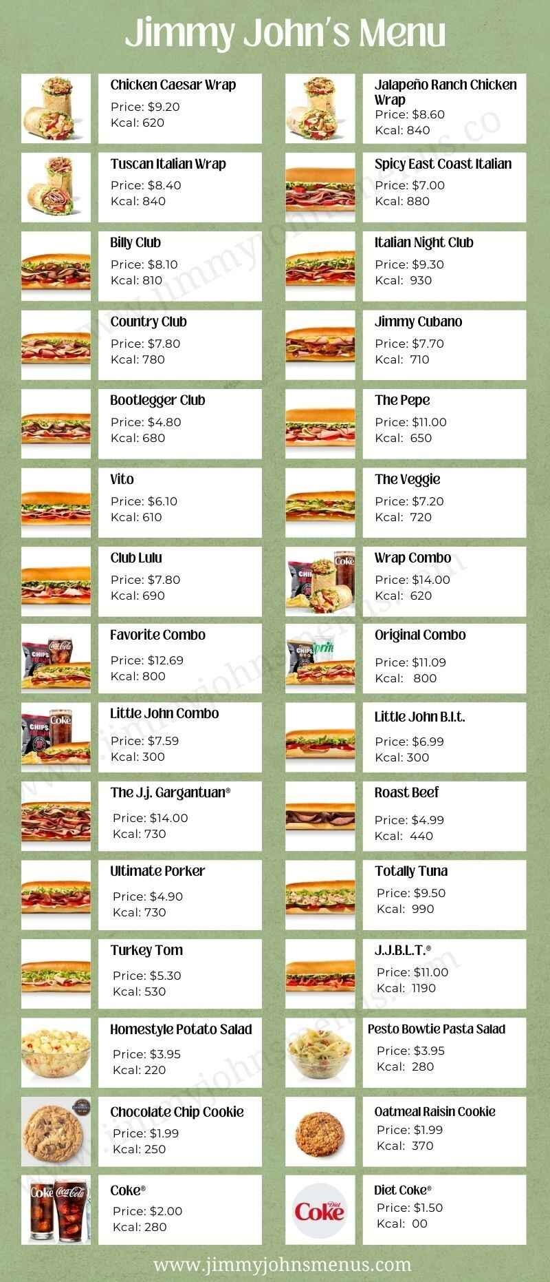 Jimmy John s Menu With Prices Picture Updated 2025 