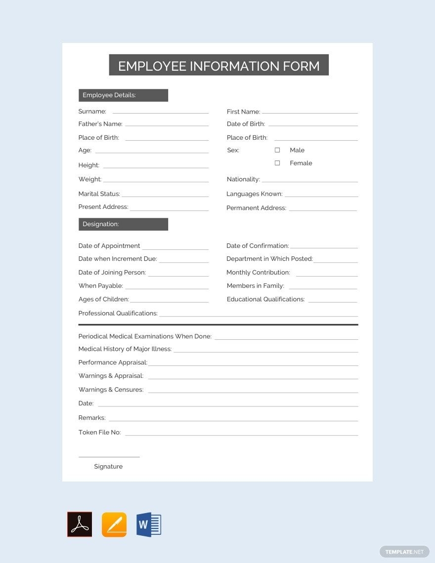 Printable Employee Record Forms