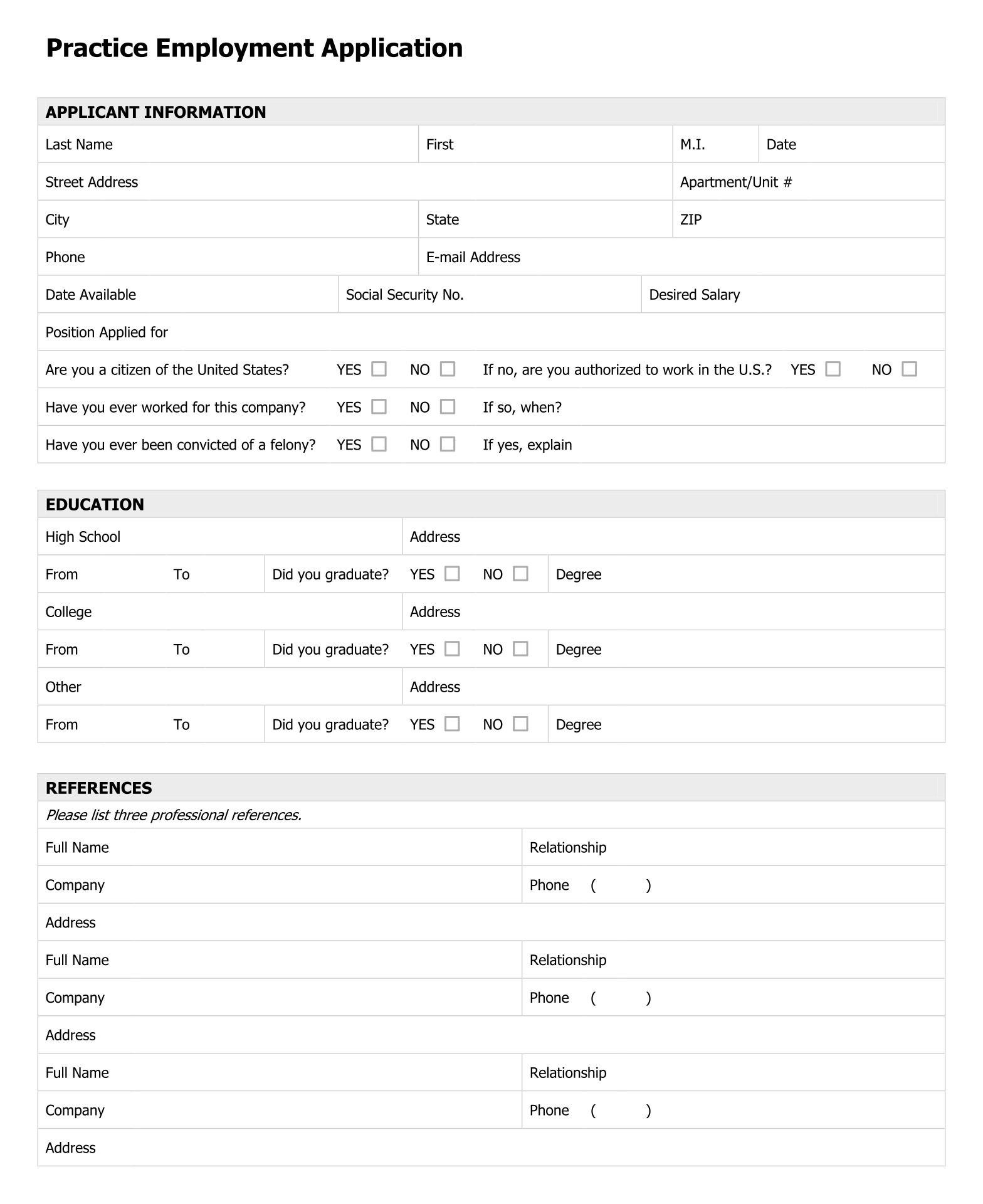Practice Job Applications Printable Printable Party Favors