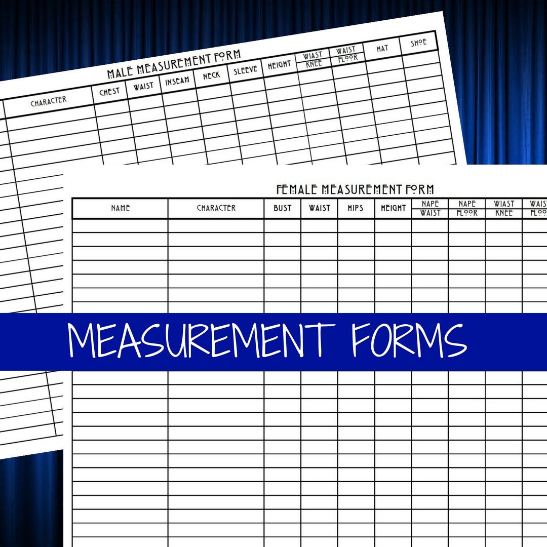 Printable Theater Costume Measurement Form Male And Female Instant Download Includes Measurement Guide Etsy