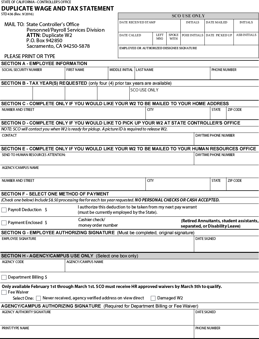 W2 Form 2016 Printable