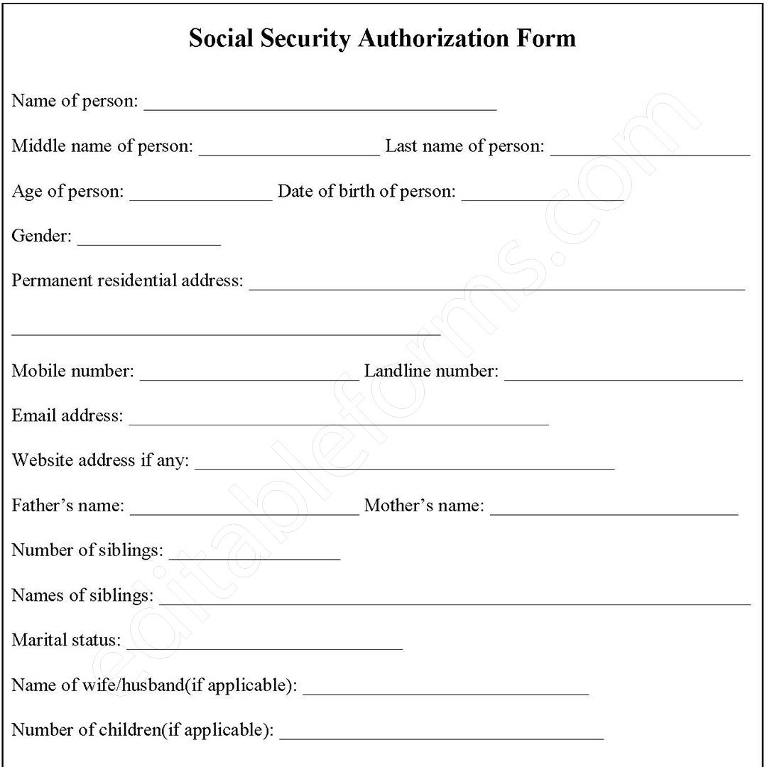 Social Security Authorization Fillable PDF Form And Word Document Editable Forms s Ko fi Shop