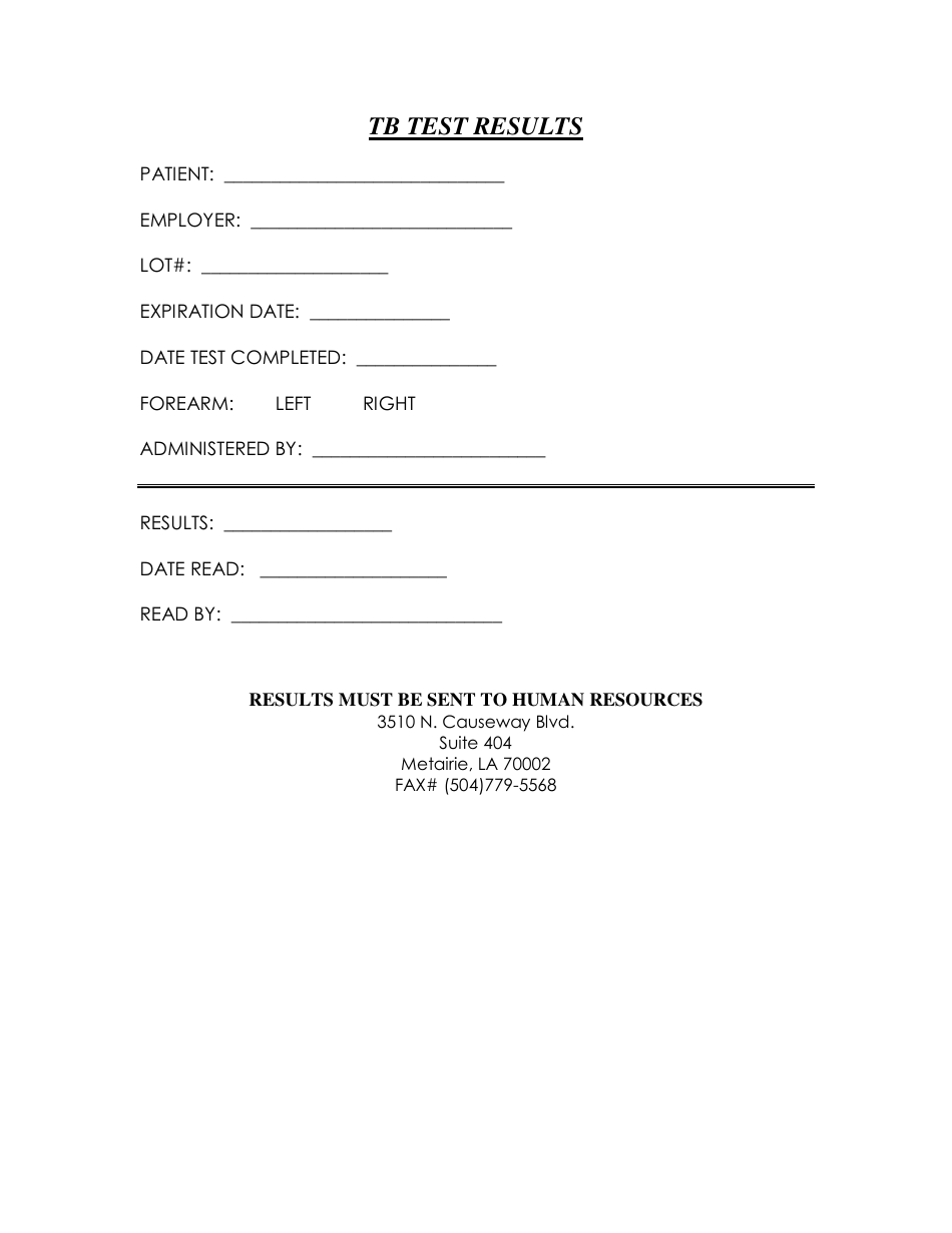 Tb Test Results Form Fill Out Sign Online And Download PDF Templateroller