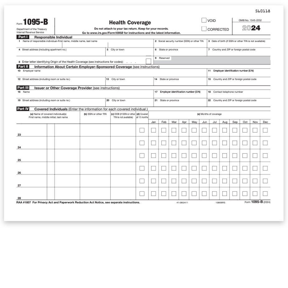 1095 B IRS Form For ACA Health Care Information DiscountTaxForms