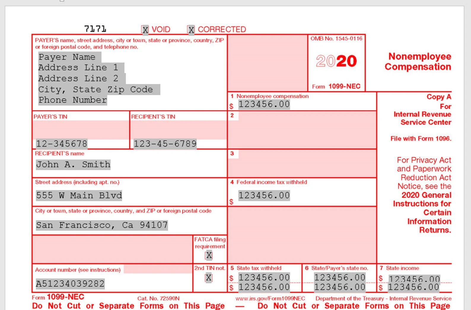 1099 Nec Printable Form