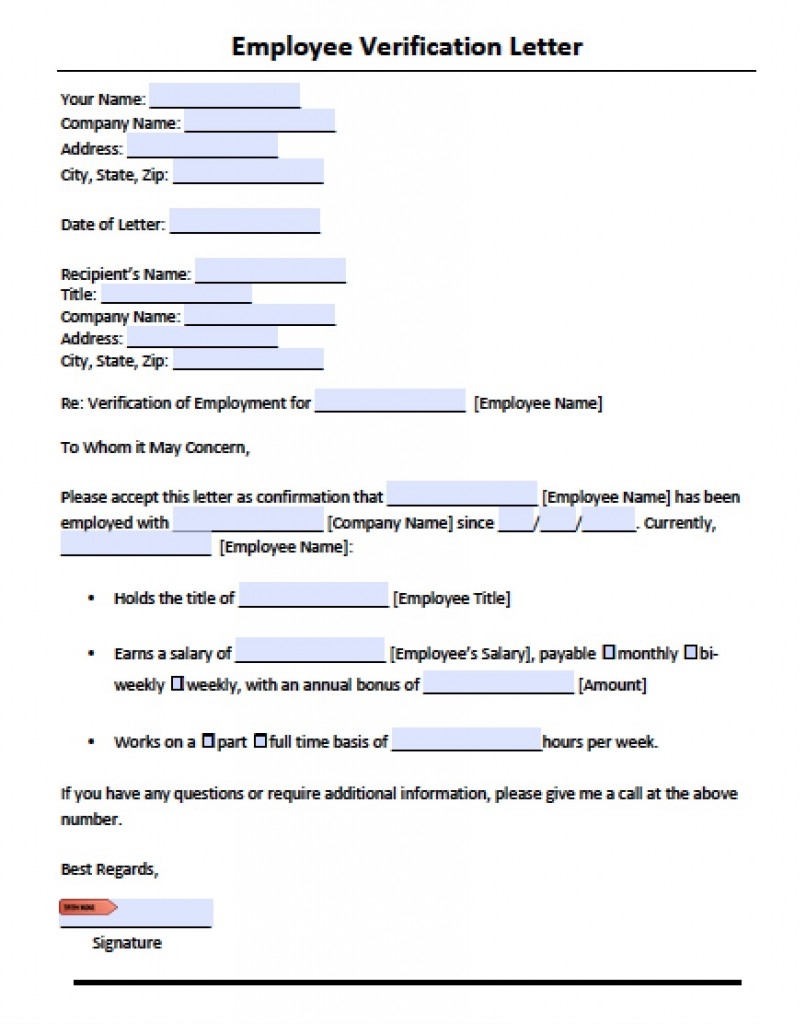 Employment Verification Form Printable Employment Verification Form Printable