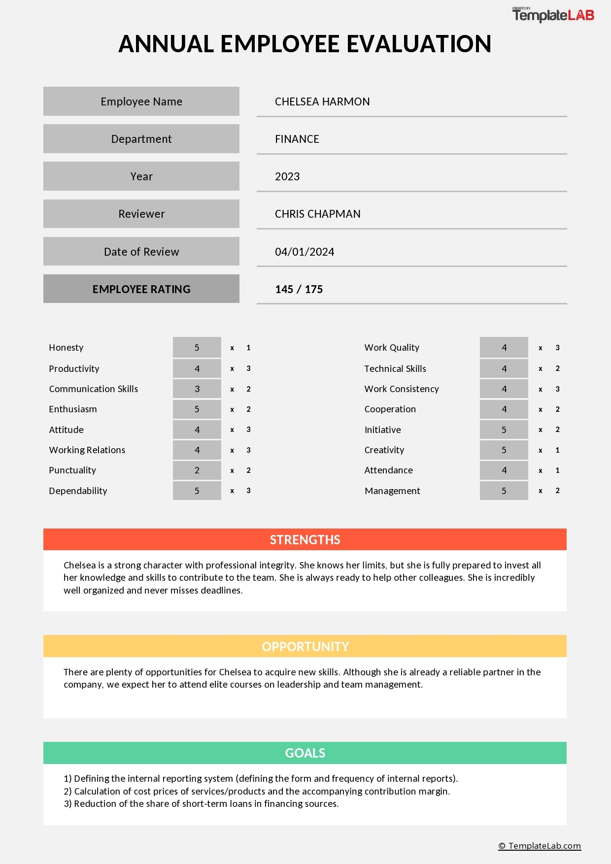 12 Perfect Employee Evaluation Templates FREE TemplateLab