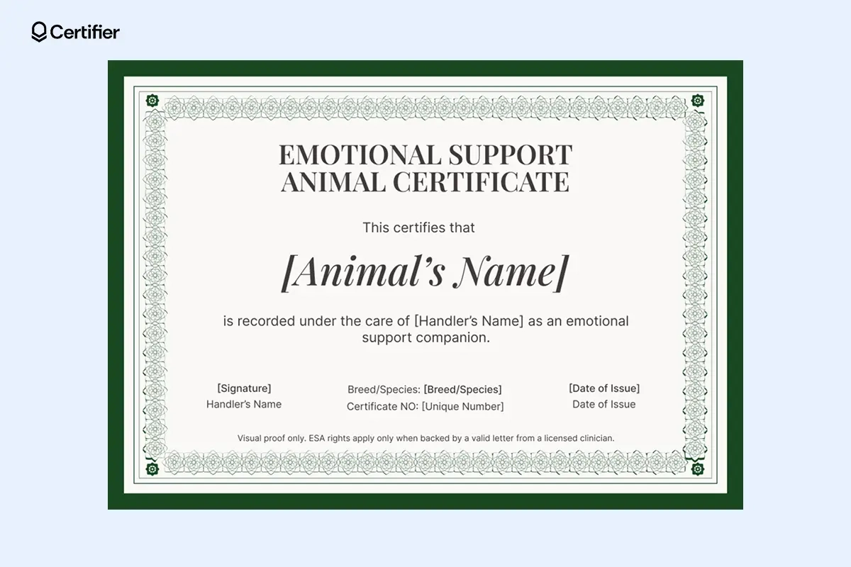 15 Blank ESA Certificate Templates