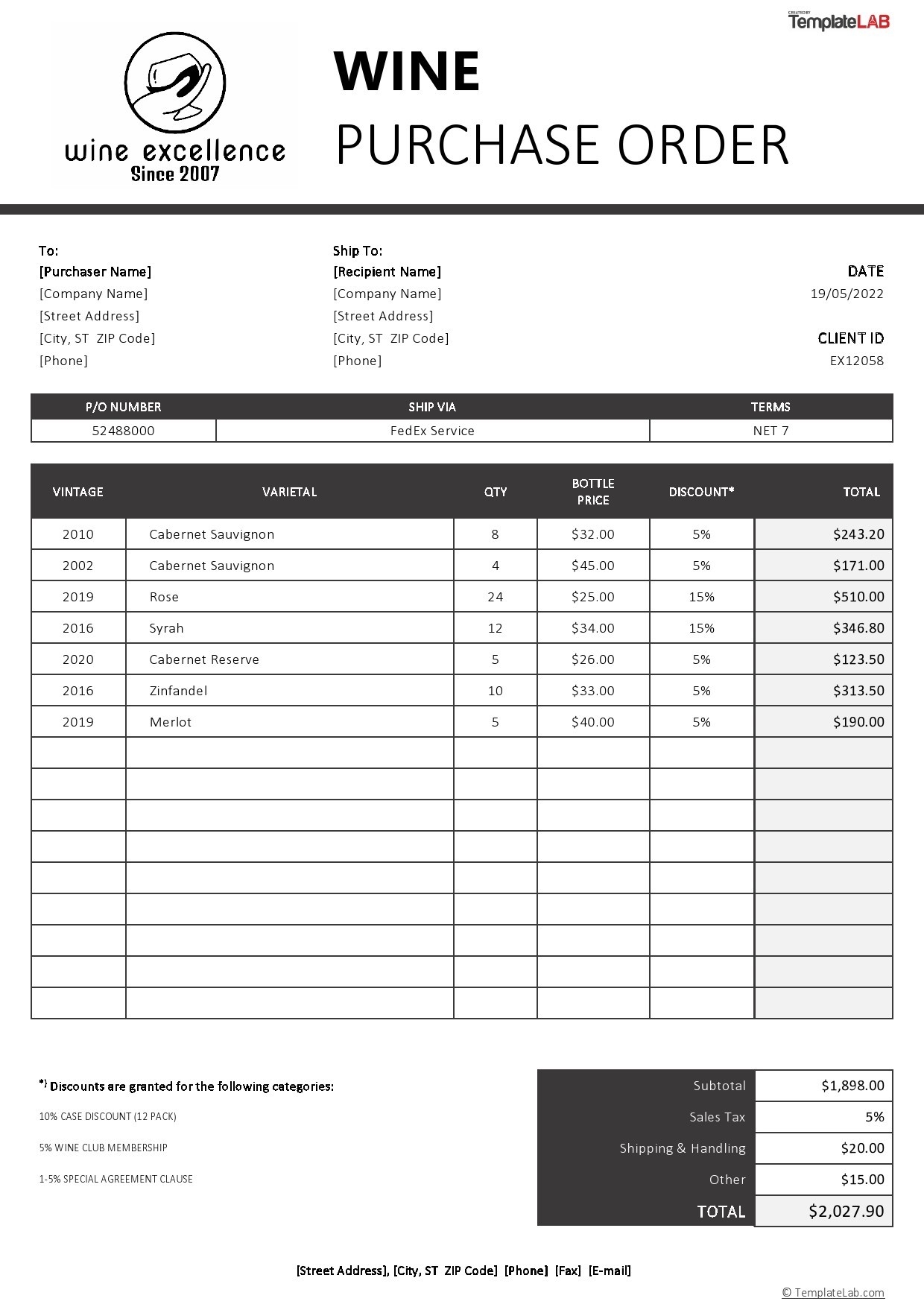18 Free Purchase Order Templates in Word Excel PDF 