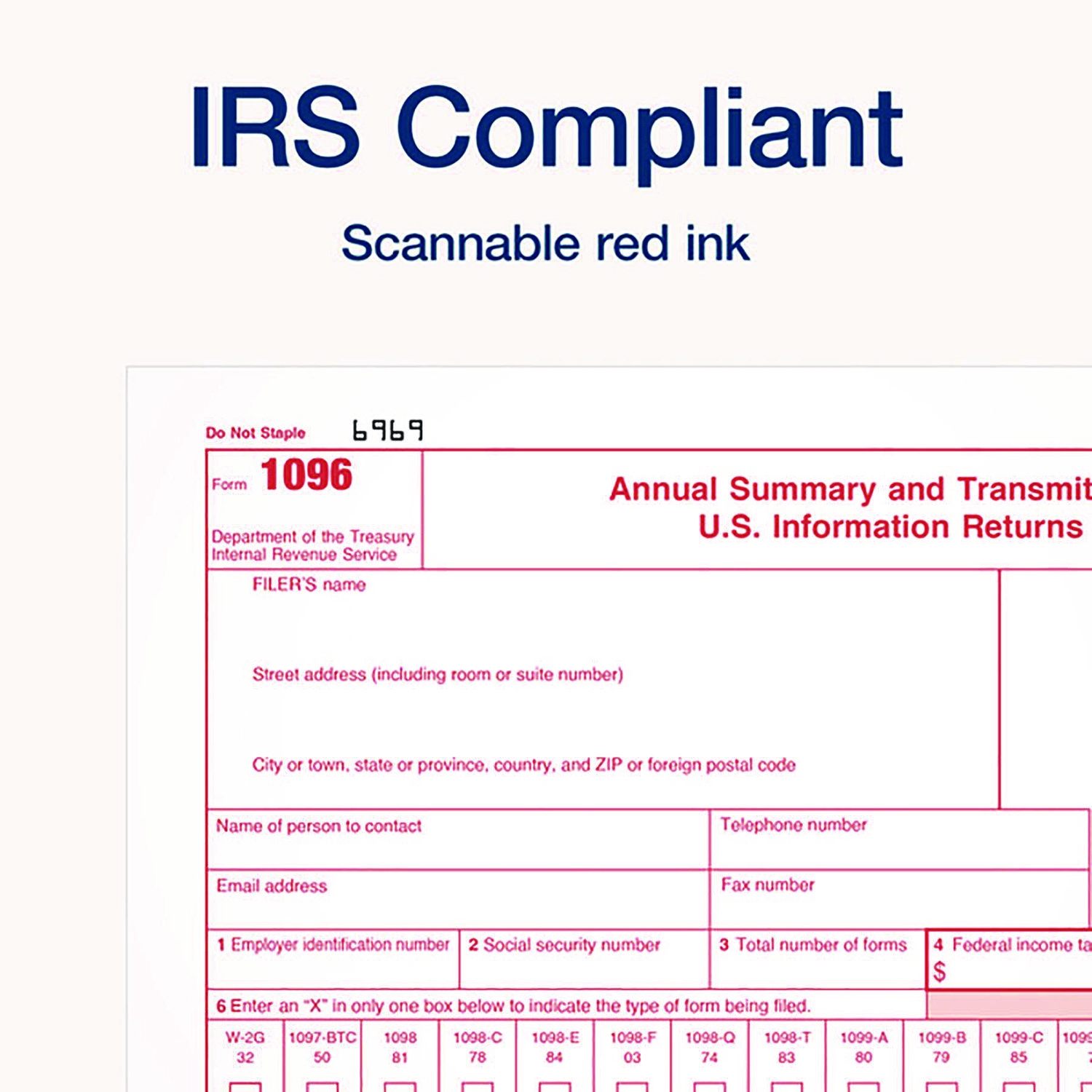 2 Part 1096 Continuous Feed Tax Forms Fiscal Year 2024 Two Part Carbonless 8 X 11 10 Forms Total Mastersupplyonline