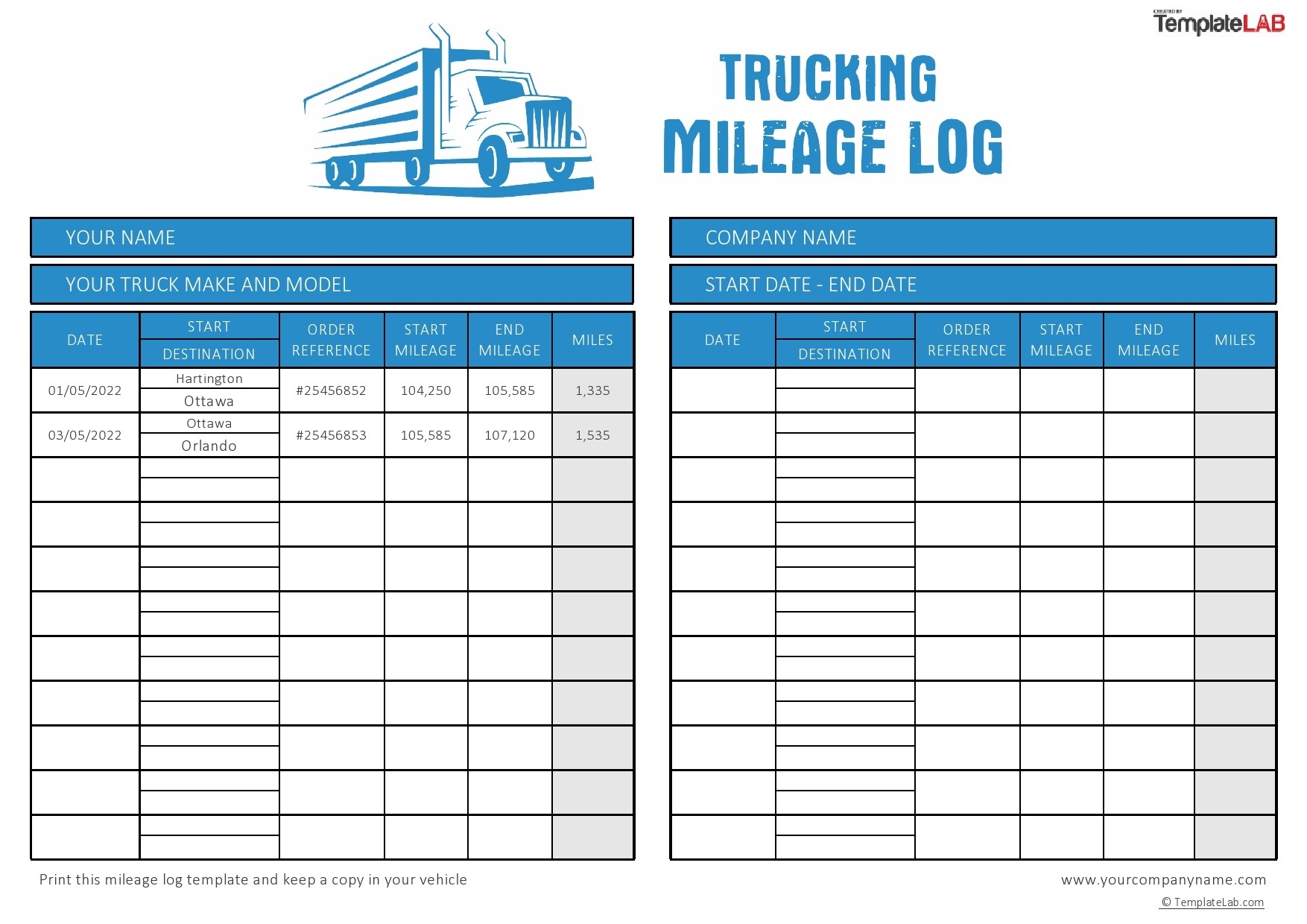20 Printable Mileage Log Templates Free TemplateLab 20 Printable Mileage Log Templates Free TemplateLab