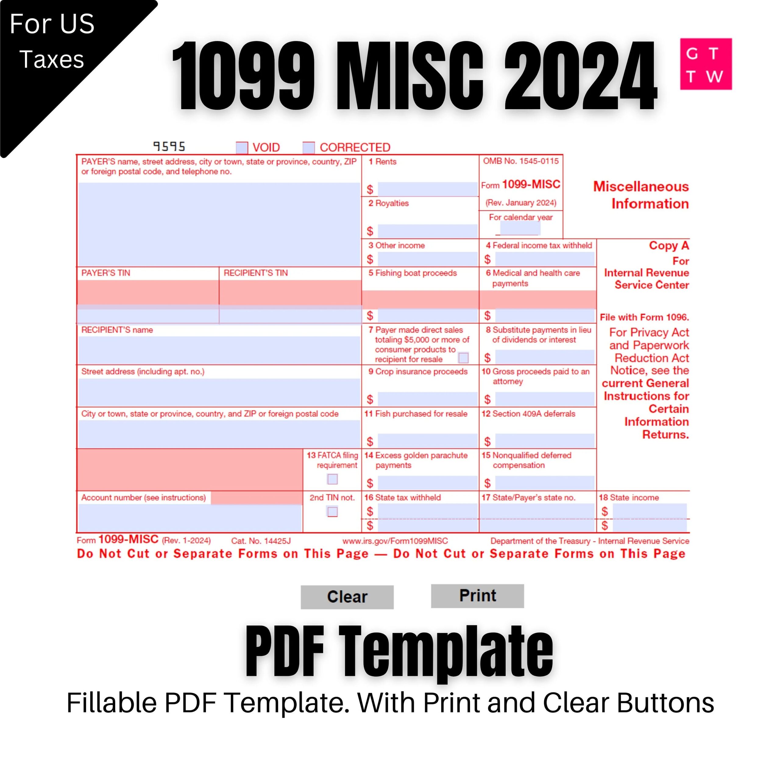 2024 1099 MISC IRS Forms Copy A Print Template PDF Fillable With Clear And Print Buttons Print On Preprinted Form Digital Download Etsy 2024 1099 MISC IRS Forms Copy A Print Template PDF Fillable With Clear And Print Buttons Print On Preprinted Form Digital Download Etsy