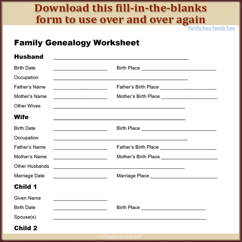 Printable Geneology Forms
