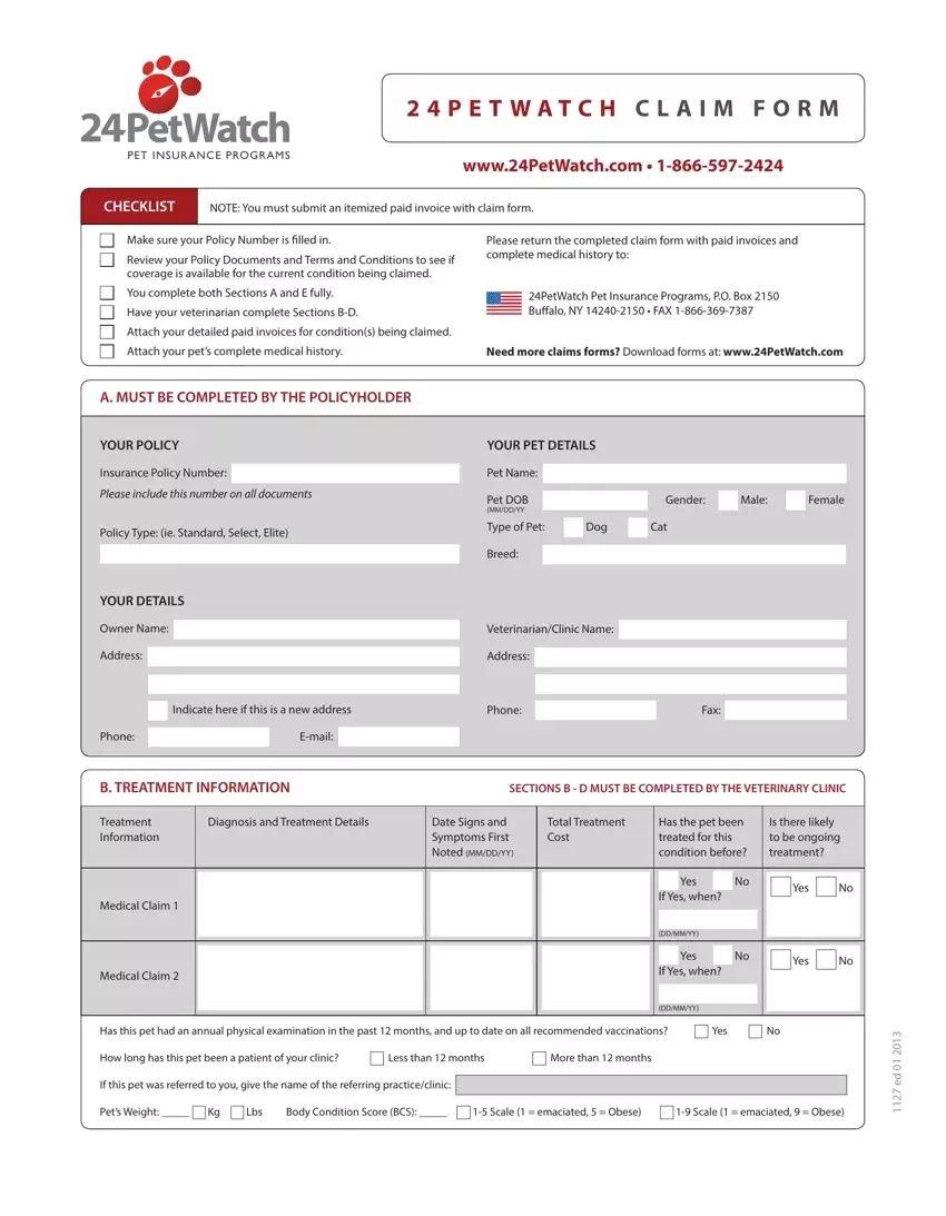 24Petwatch Claim Form Fill Out Printable PDF Forms Online
