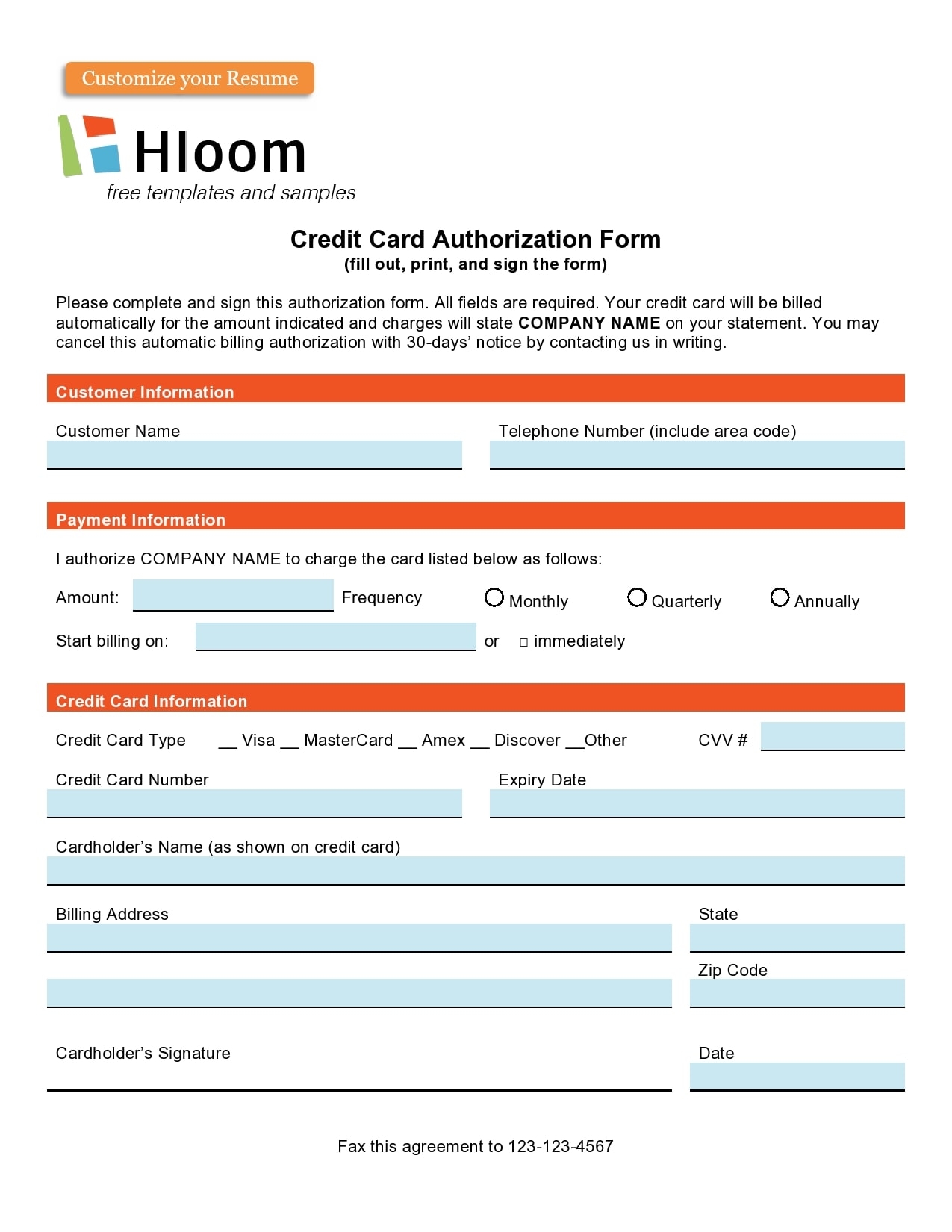Printable Credit Card Application Form
