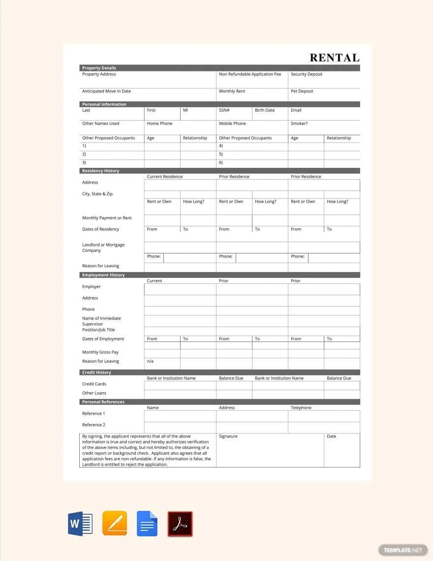 28 Rental Application In PDF