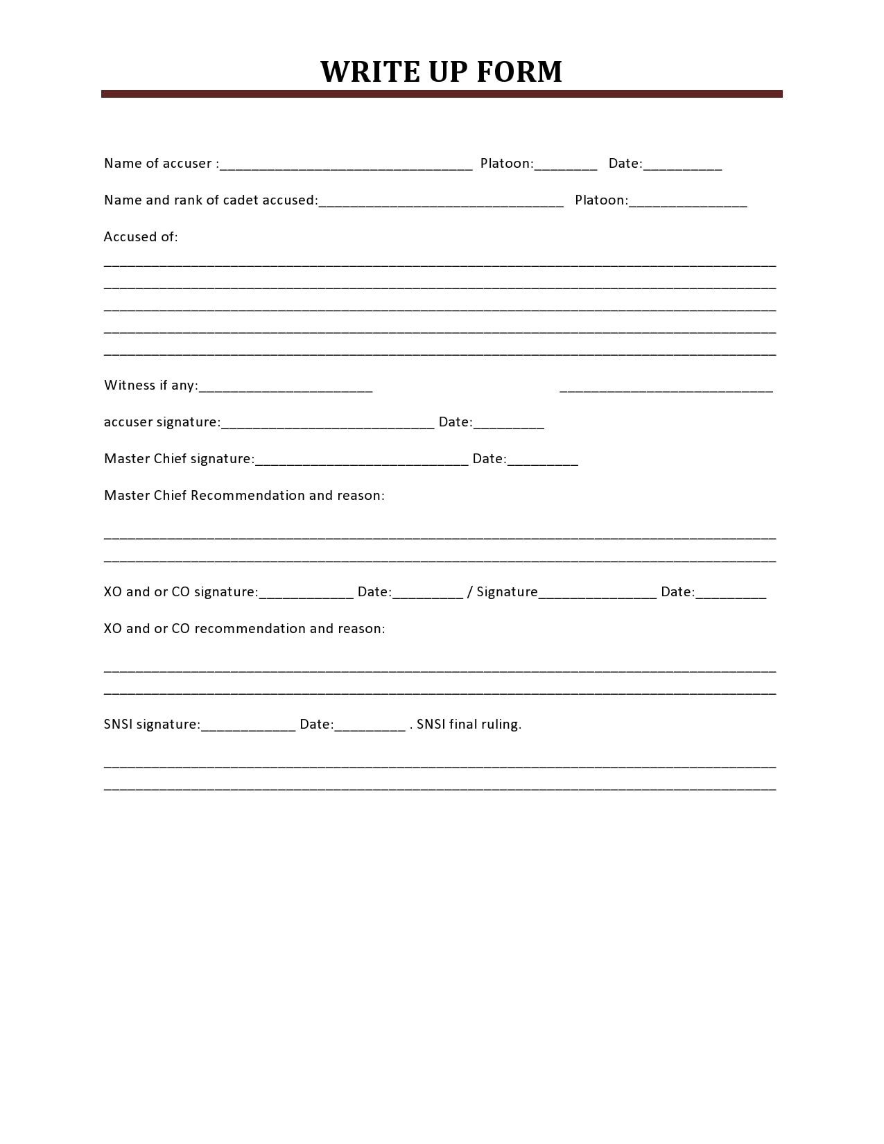 Employee Write Up Form Free Printable Employee Write Up Form Free Printable