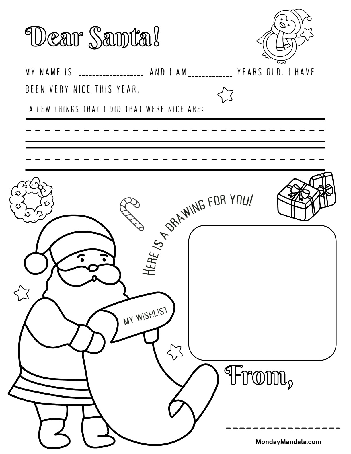 Dear Santa List Printable Form