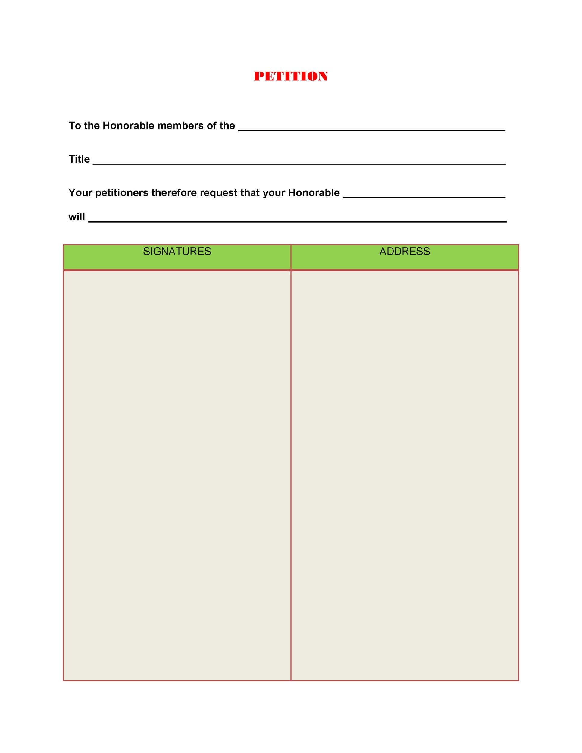 Printable Blank Petition Forms