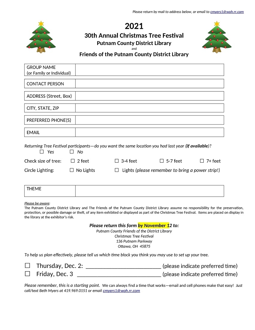 Printable Entry Forms