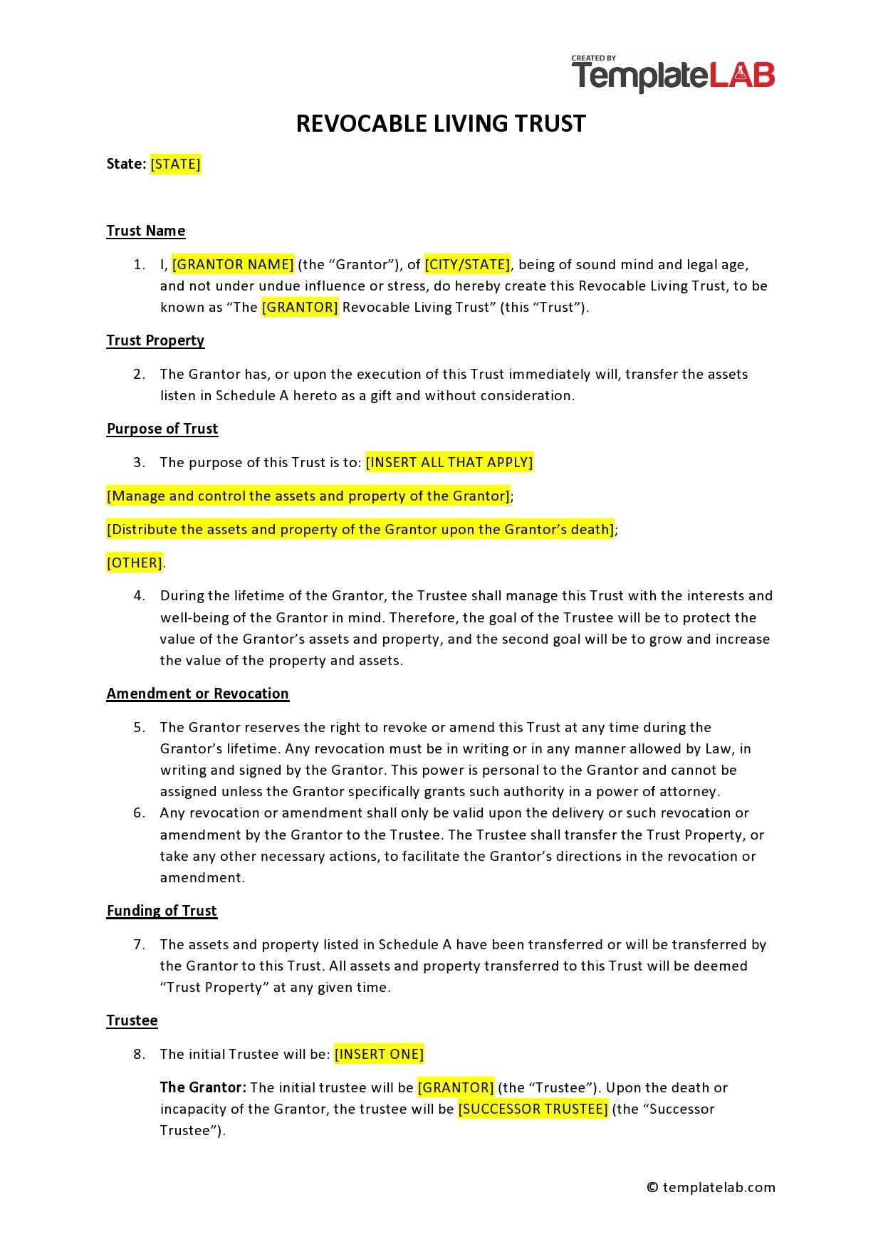 34 Free Living Trust Forms Documents TemplateLab 34 Free Living Trust Forms Documents TemplateLab