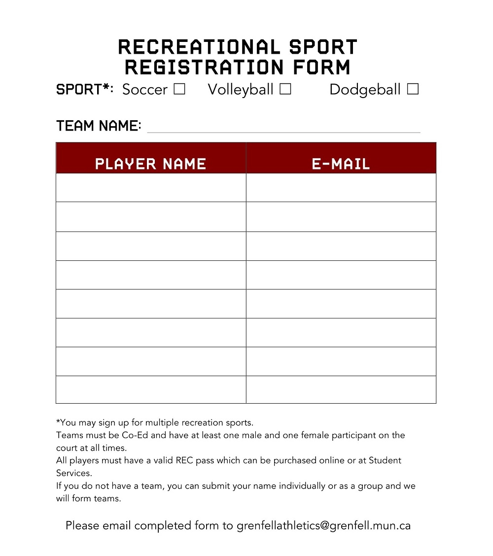 35 Free Printable Sports Registration Form Templates PDF American Templates