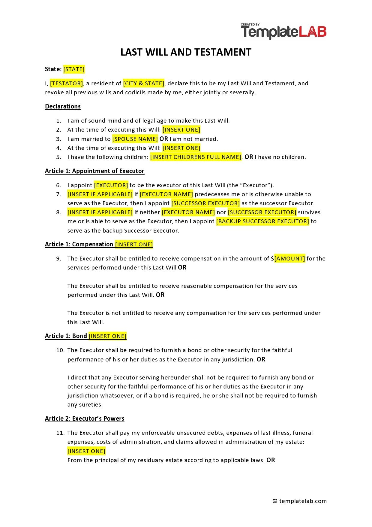 Printable Will Forms Printable Will Forms