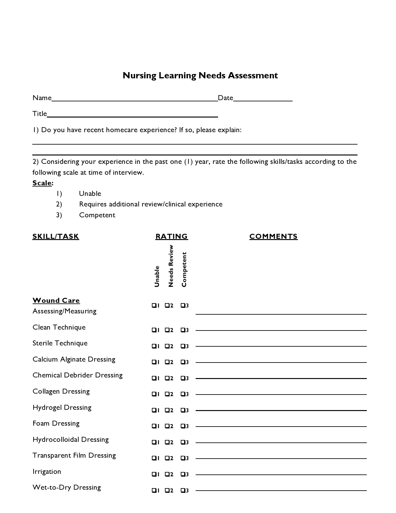 Printable Head To Toe Assessment Form