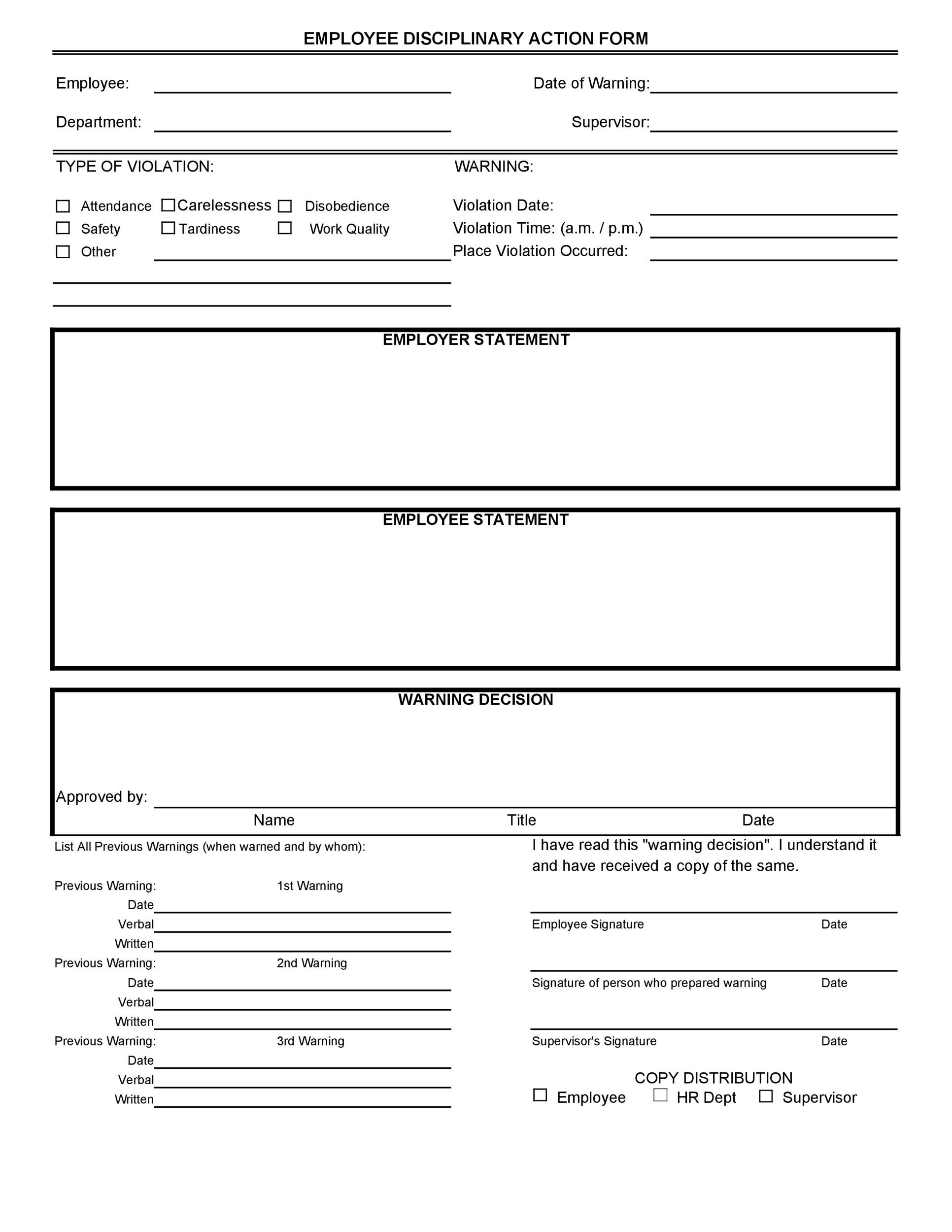 40 Employee Disciplinary Action Forms TemplateLab 40 Employee Disciplinary Action Forms TemplateLab