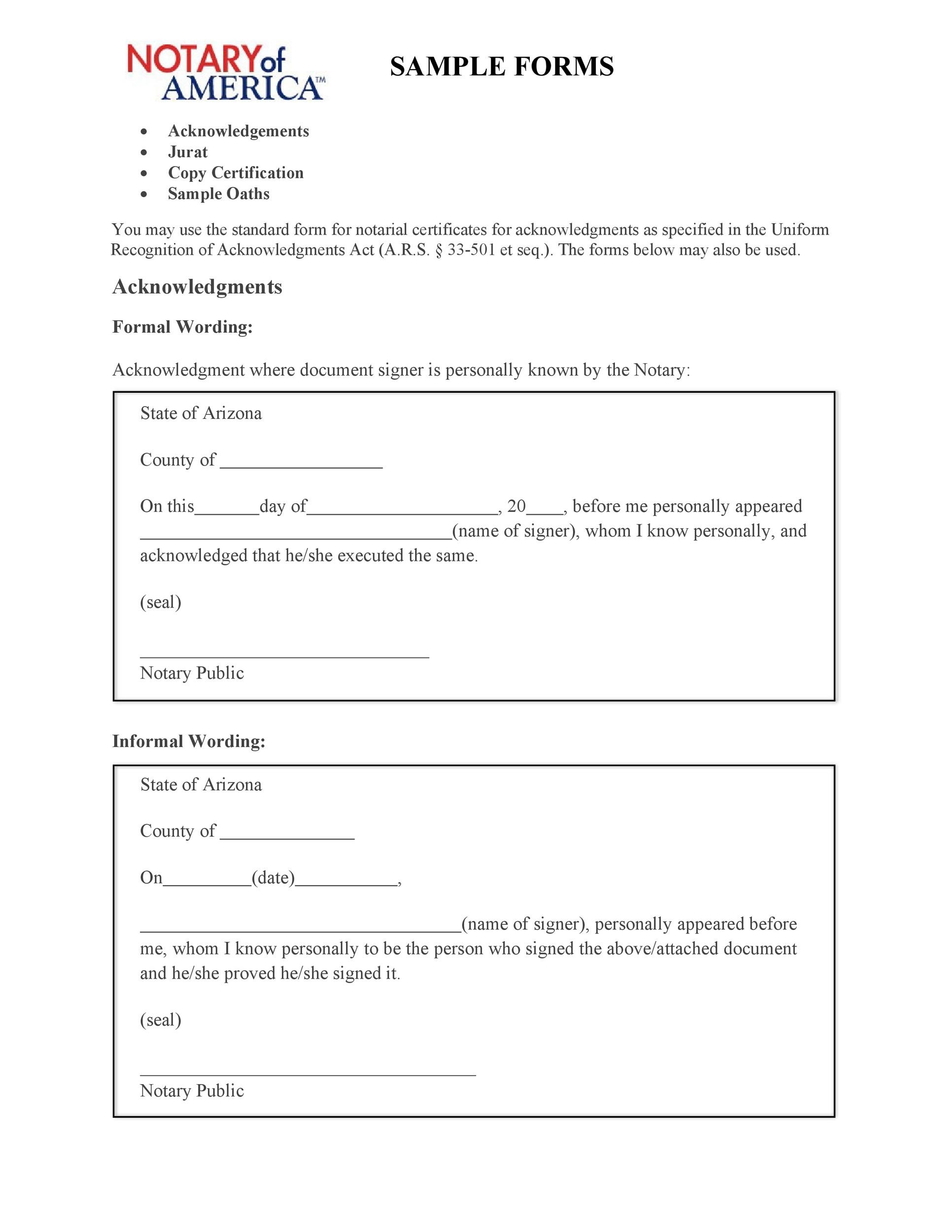 40 Free Notary Acknowledgement Statement Templates TemplateLab