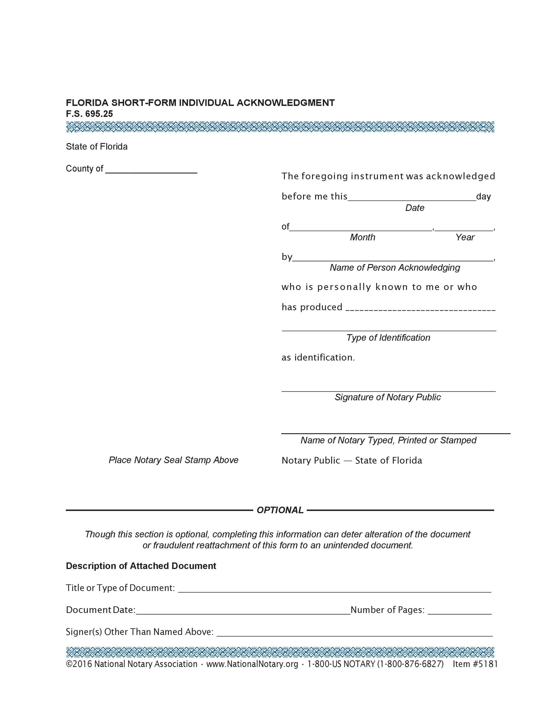 40 Free Notary Acknowledgement U0026 Statement Templates TemplateLab