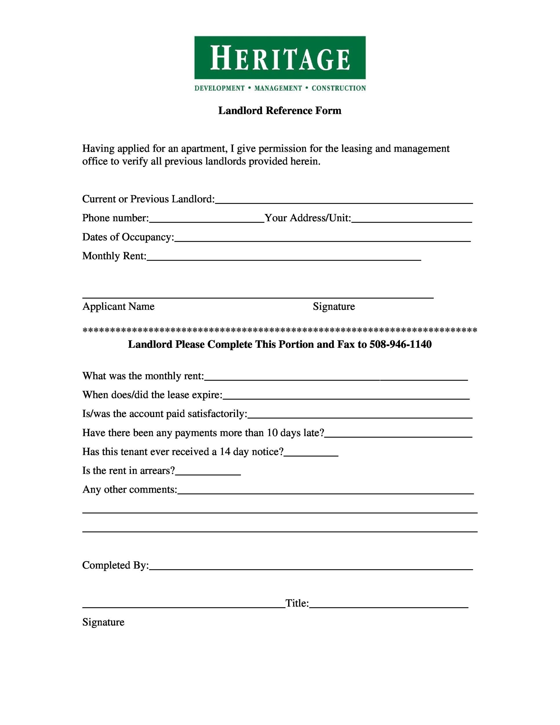 40 Landlord Reference Letters Form Samples TemplateLab