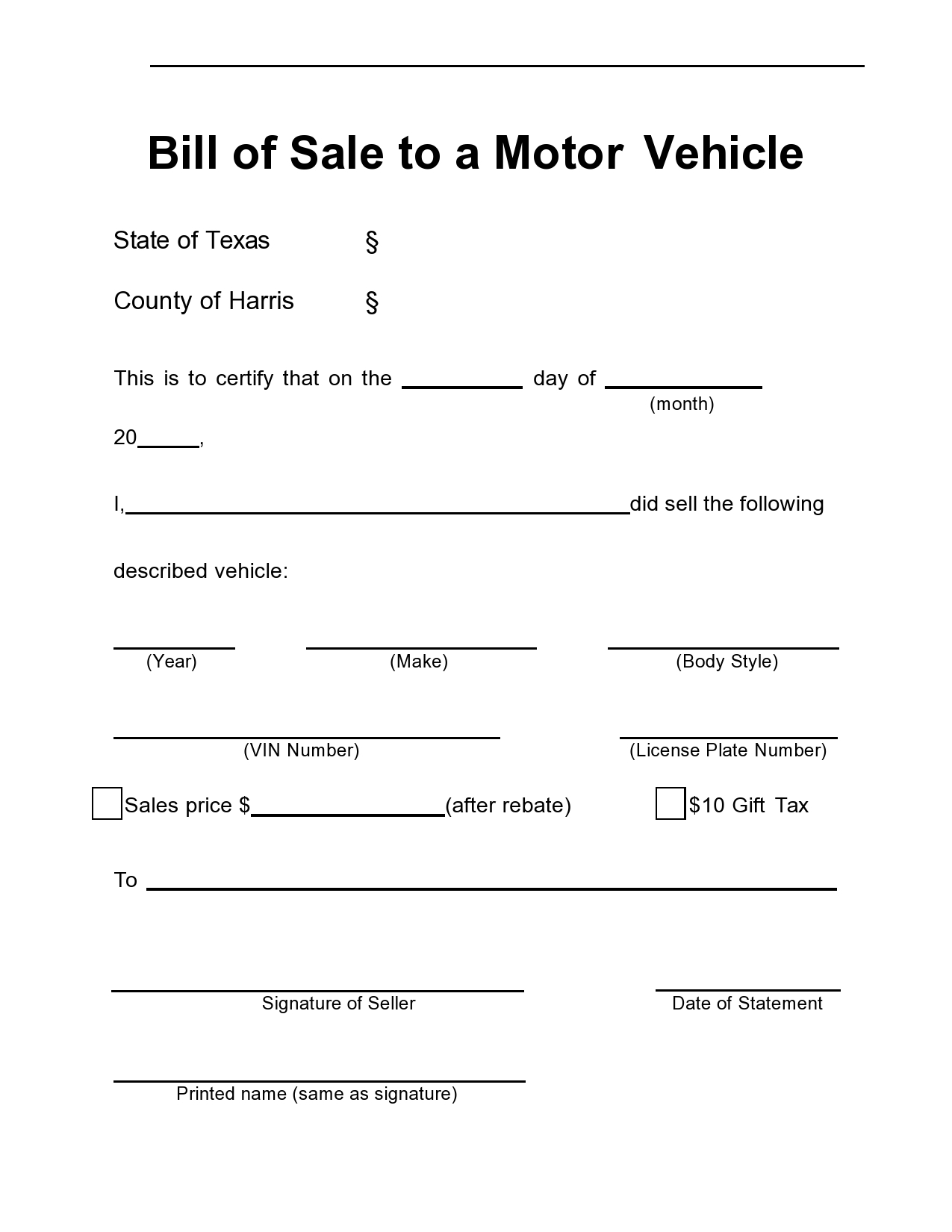 Free Bill Of Sale Form Printable Free Bill Of Sale Form Printable