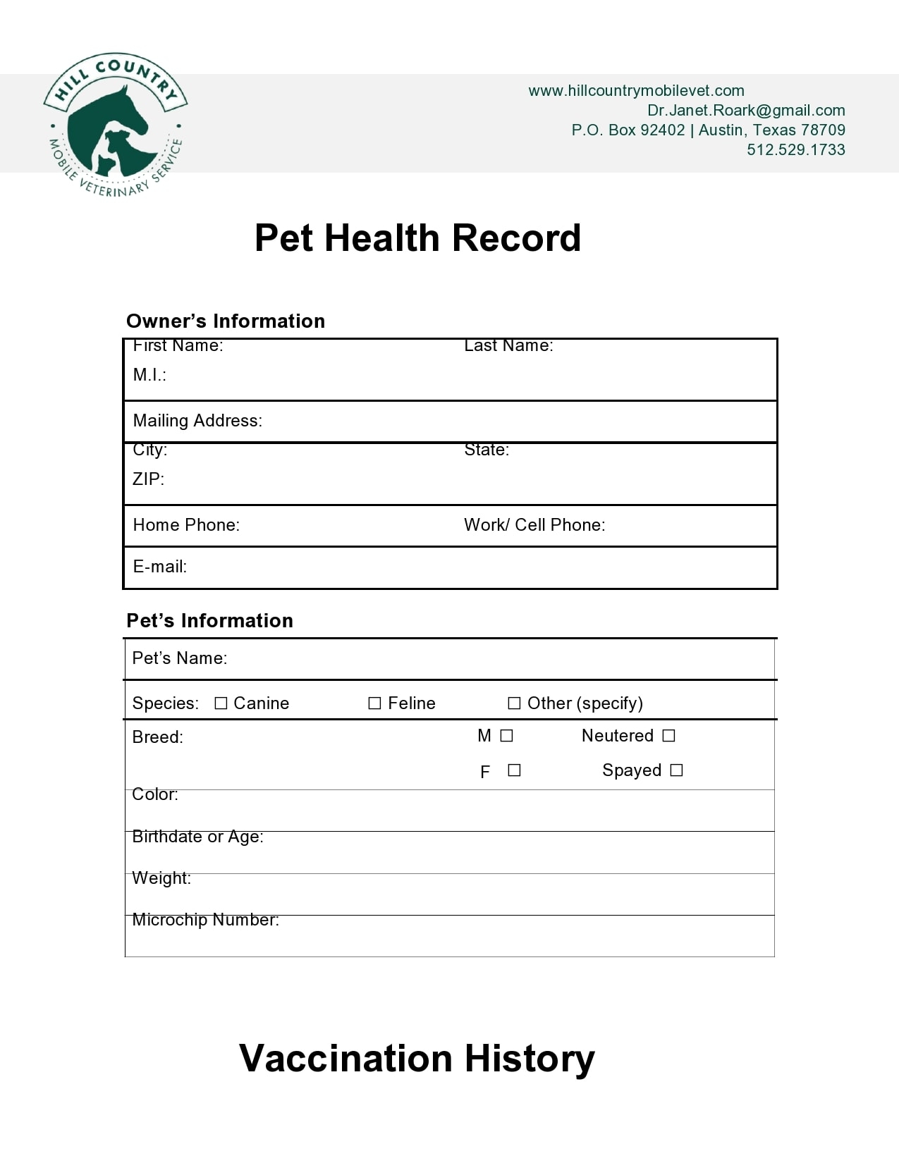 Printable Ppuppy Records Form