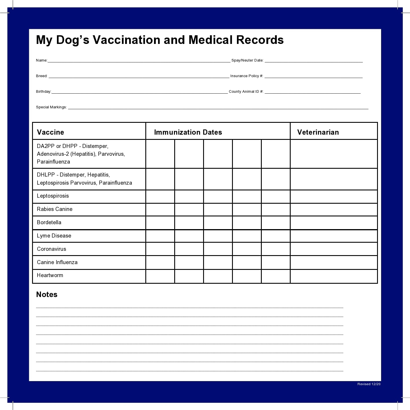 40 Printable Dog Puppy Vaccination Records TemplateArchive