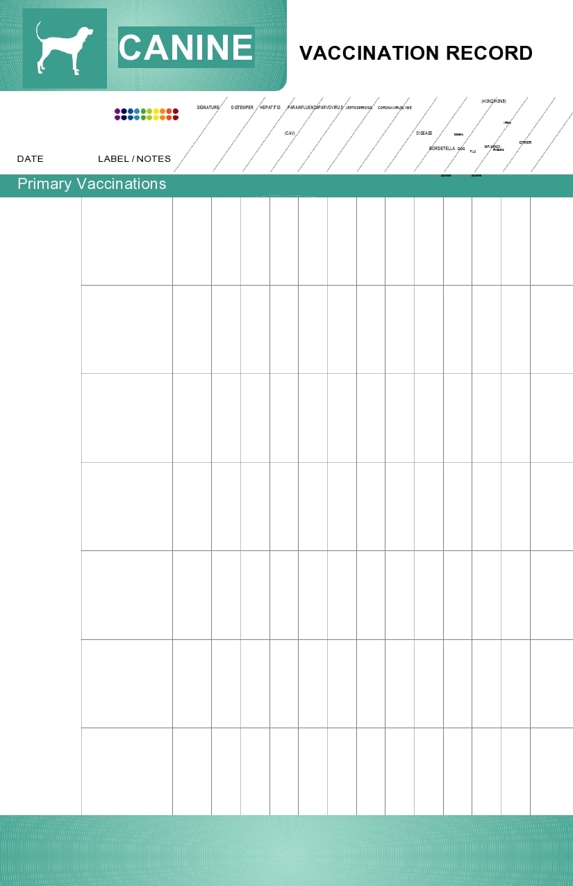 40 Printable Dog Puppy Vaccination Records TemplateArchive